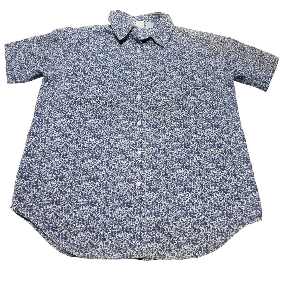 Vintage Chic Womens Button Up Cotton Floral Shirt Design 90's Size Large